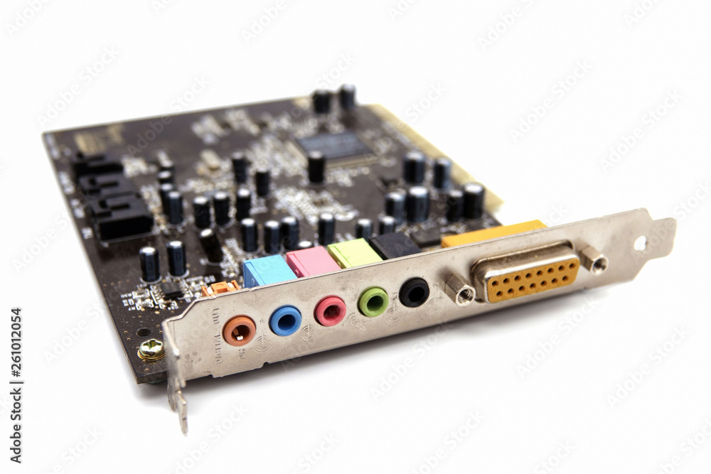 Damaged burned destroyed computer graphic card on white background ...