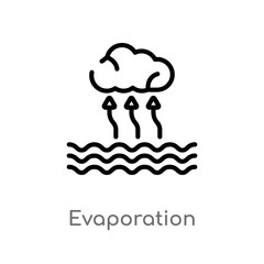 Wall Mural - outline evaporation vector icon. isolated black simple line element illustration from technology concept. editable vector stroke evaporation icon on white background