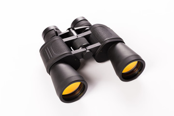 Black binoculars isolated on white background