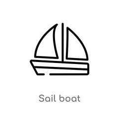 Wall Mural - outline sail boat vector icon. isolated black simple line element illustration from transport concep