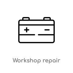 outline workshop repair vector icon. isolated black simple line element illustration from transport concept. editable vector stroke workshop repair icon on white background