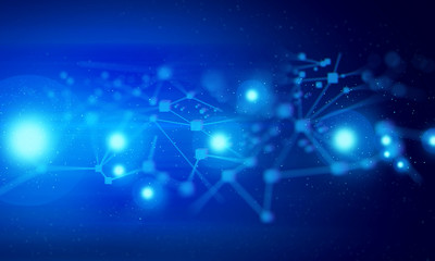 Wall Mural - ai technology neon glow, molecule of chemical, atom cell, futuristic cyber network, system of galaxy