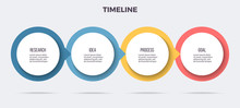 Business Infographics. Timeline With 4 Steps, Options, Circles. Vector Template.