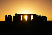Silhouette Of Stonehenge Mysterious Monument In Sunset