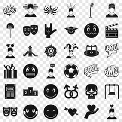 Wall Mural - Emotion icons set. Simple style of 36 emotion vector icons for web for any design