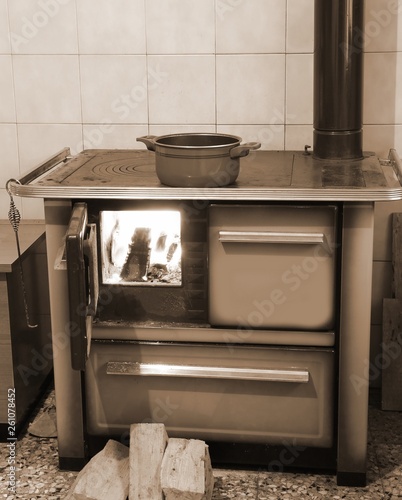 Pot Over The Old Wood Burning Stove With Toned Sepia Effect Buy