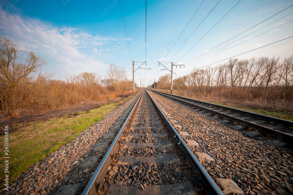 Train Rails Area Train rails in country landscape Stock Photo | Adobe Stock