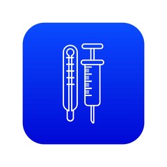 Thermometer syringe icon blue vector isolated on white background