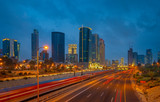 Fototapeta  -  Sunset view of Ayalon highway over Ramat Gun skyscrapers in Tel Aviv , Israel.