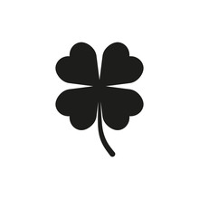 Four Leaf Clover Icon. Clover Silhouette. Black Icon.  Vector.