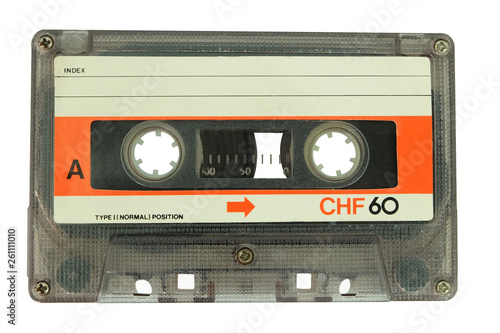 Fotomural Old cassette tape isolated on a white background