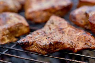 BBQ Chicken on Grill.