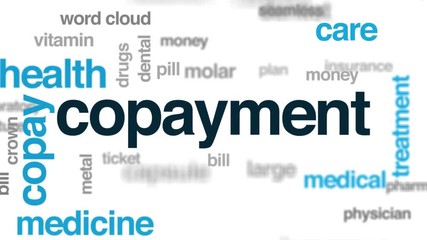 Sticker - Copayment animated word cloud. Kinetic typography.