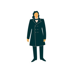 Sticker - Male Opera Singer Performing On Stage, Man Giving Representation Wearing Retro Black Suit Vector Illustration