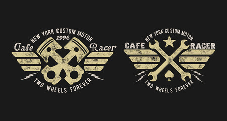 Wall Mural - Cafe Racer. Handmade serif font. Vintage typeface. Custom motor. Handmade logo. Retro American stile.