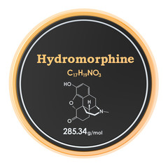 Wall Mural - Hydromorphone, dihydromorphinone circle icon, 3D rendering isolated on white background