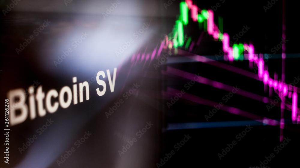 Bitcoin SV Cryptocurrency token. The behavior of the cryptocurrency exchanges, concept. Modern financial technologies.