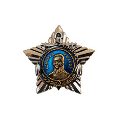 Order of Ushakov - Model of the Order of the USSR, isolated on a white surface. May 9 Victory Day. Translation of Russian inscriptions: Admiral Ushakov.