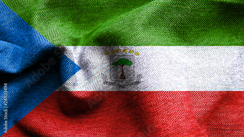 Fotografía High resolution Ecuatorial Guinea flag flowing with texture fabric detail