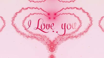 i love you love confession. valentine's day heart made of pink splash is appearing. then the heart i