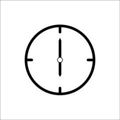 Black thin line clock icon (6 o'clock) - vector illustration