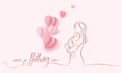 Wall Mural - woman hold her baby with air balloons