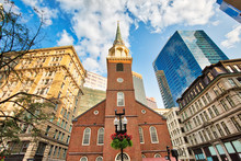 Boston Historic Center Streets At A Bright Sunny Day