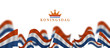 Koningsdag and  design template for poster, 27 april, waving netherlands flag, English translation ; King's Day