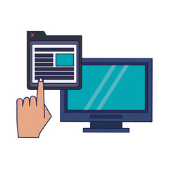 Computer and website symbols blue lines