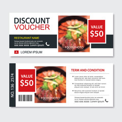 Wall Mural - Discount gift voucher asian food template design. Korean and japanese set. Use for coupon, banner, flyer, sale, promotion.