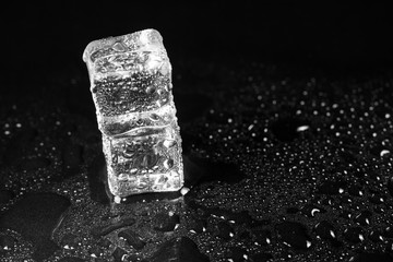 ice cubes on black background.