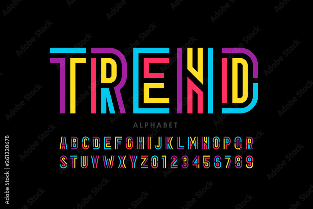 Modern font design, trendy alphabet letters and numbers Stock Vector ...