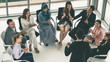 © InfiniteFlow - Businesswomen and businessmen attending group meeting conference in office room. Corporate business team concept.