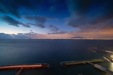 Wall Mural - Evening on Mediterranean sea at Sorrento city in Italy.