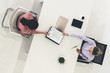 © InfiniteFlow - Two young business women in meeting at office table for job application and business agreement. Recruitment and human resources concept.