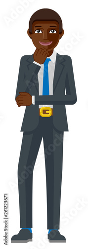 A black business man thinki...