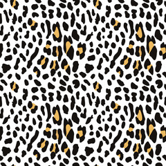 Leopard orJaguar seamless pattern on white background. Exotic wild animal spots. Skin of Jaguar, Cheetah, leopard. Fashionable, elegant, rich Animal abstract texture. print background, fabric. EPS 10.