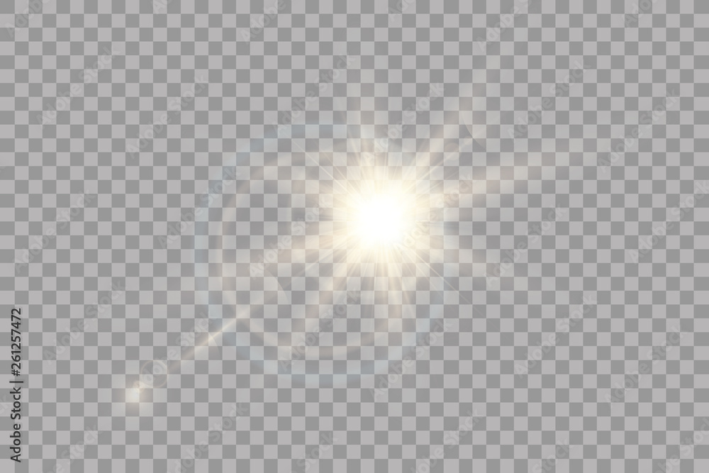 Vector transparent sunlight special lens flare light effect. Sun flash with rays and spotlight - obrazy, fototapety, plakaty 