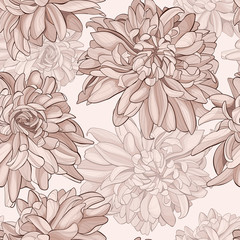 Wall Mural - Seamless pattern chrysanthemum flowers. Vector illustration