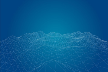3D wireframe of contour swirl. Abstract wireframe background.