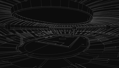 Wall Mural - 3D wireframe of stadium or sport arena. vector