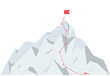 Mountain climbing route to peak. Business journey path to success. illustration in flat style.