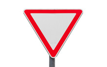 Give Way, Triangle Road Sign Isolated