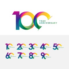 100 year anniversary set vector template design illustration