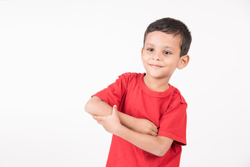 Wall Mural - Arab child standing on white background