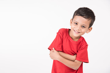 Wall Mural - Arab child standing on white background