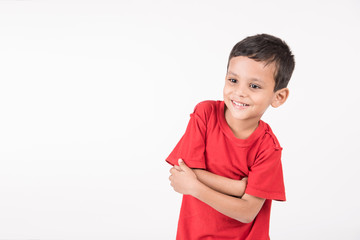 Wall Mural - Arab child standing on white background