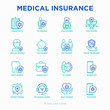© AlexBlogoodf - Medical insurance thin line icons set: policy, life insurance, psychological support, maternity program, 24/7 support, mobile app, telemedicine. Modern vector illustration.