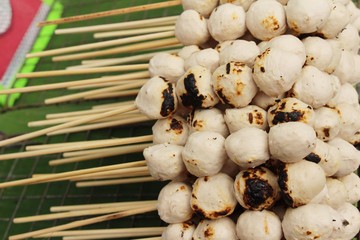 Sticker - grilled meatballs is delicious at street food