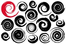 Whimsical Spiral Symbols Set Hand Painted With Watercolor